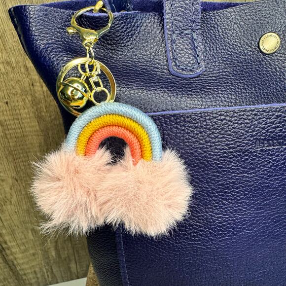 Macrame Rainbow Purse Charm Macrame Keychain NeW FAST SHIP Bag Flair - Picture 1 of 3
